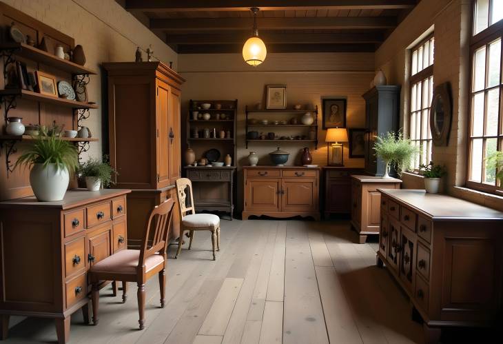 Old Wooden Antiques Displayed in a Vintage Boutique